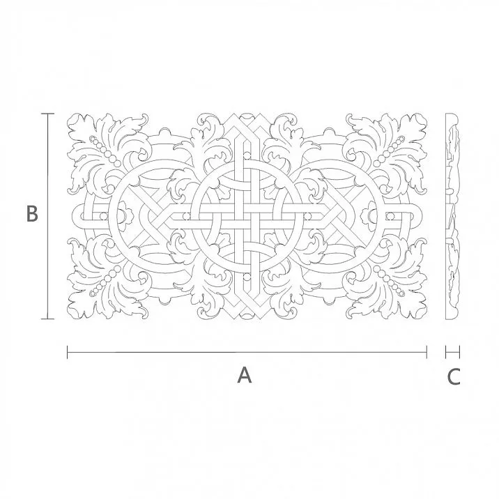 Carved wooden inlay N-342 &mdash; home decor in rustic, modern, classic style &mdash; drawing