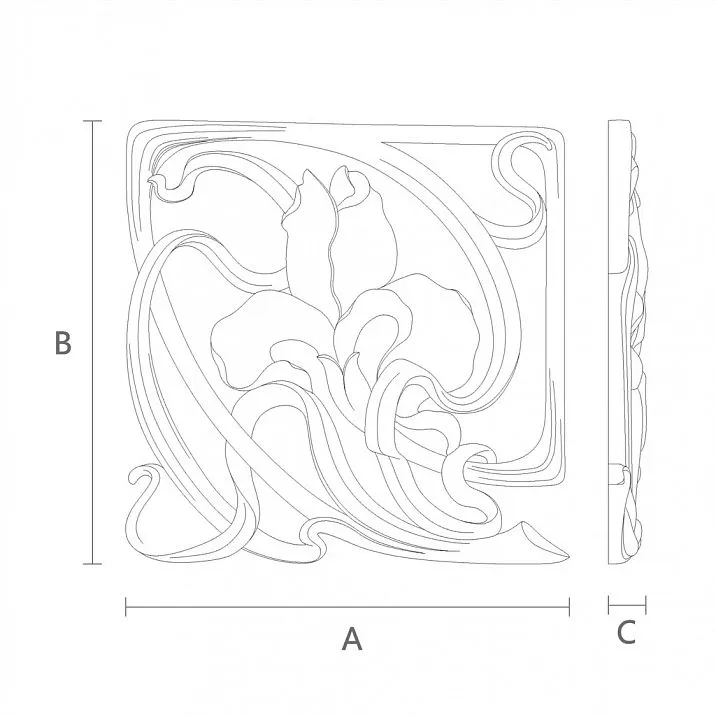 Wooden decorative element with carved detail N-273L drawing