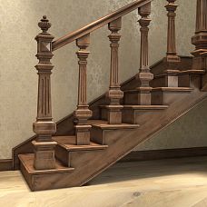 Staircase with wooden posts