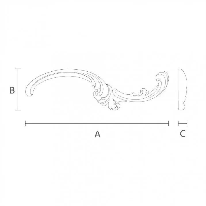 Carved wooden item N-430R for adding elegance to wooden surfaces drawing