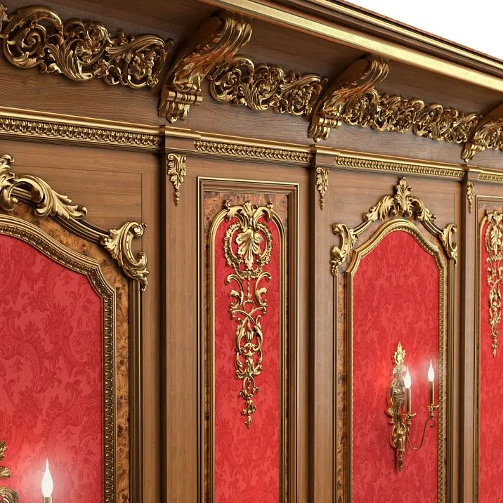 Wooden decor for interior wall design, pattern of beech and oak, applique N-197