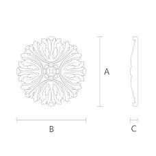 Classic carved rosette made of polyurethane &mdash; a stylish detail for ceiling and wall moldings