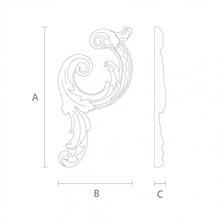 Wooden carved inlay N-459L for furniture drawing