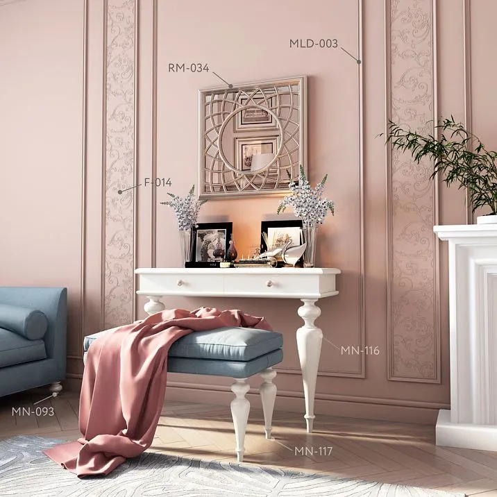 Carved furniture leg MN-117 view in interior on a side table