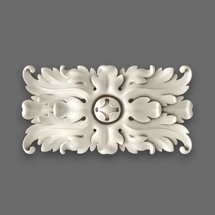 Rectangular decorative polyurethane rose RPU-068 for ceiling and wall stucco in interior design