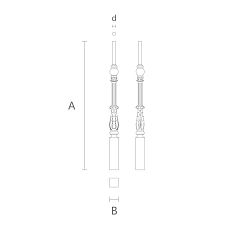 Wooden Baluster L-002 with harmonious Renaissance-style design drawing