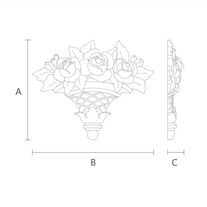 Schematic illustration of the dimensions of NPU-462.2 molded decoration for mounting on walls or ceilings