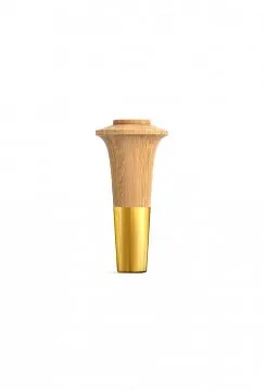 Wooden leg with metal decoration for furniture
