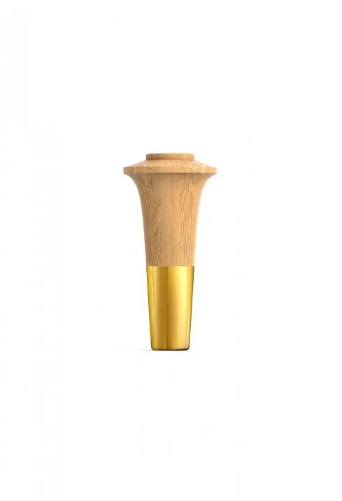 Wooden leg with metal decoration for furniture