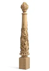 Carved wooden post L-061 grapevine
