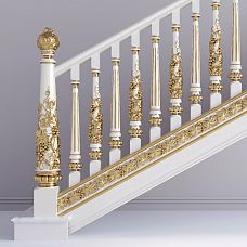 Baluster for staircase L-059 made of oak or beech with grapevine carving