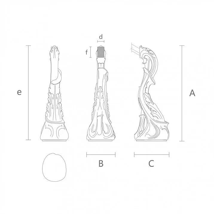 Drawing of a wooden stair support column