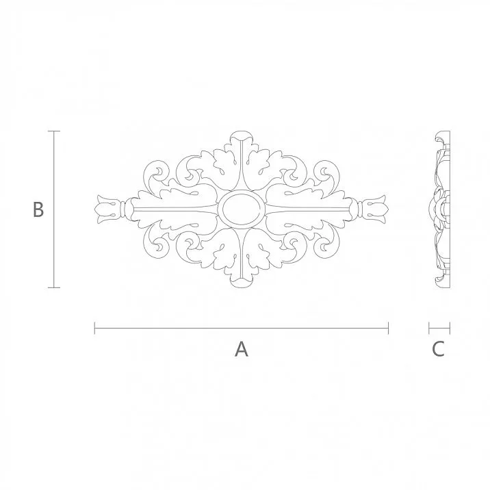 Elegant carved applique N-131 drawing