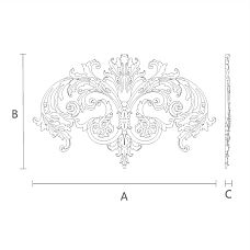 Carved applique NPU-276, drawing of ornamental decoration