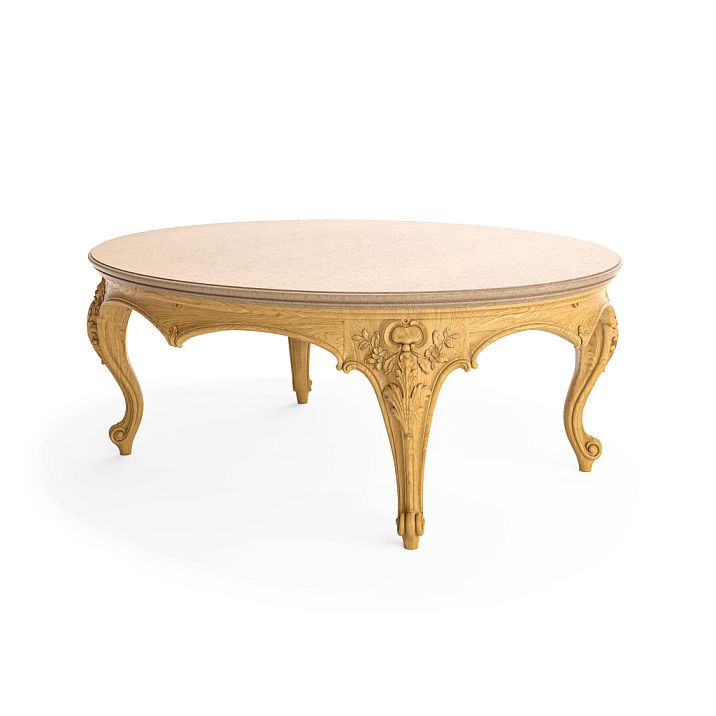 Pedestal for a coffee table STL-027-1 made of solid oak with carved decoration.