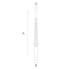 Wooden stair baluster L-060 in a classic interior &mdash; drawing