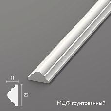 MDFF primed molding MLD-002-MG, 22&times;11 mm, Prestige series, quarter-circular profile, white color, for classic interiors