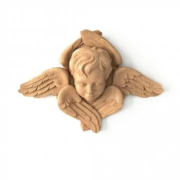 Carved maskron M-016 'Cherub' from oak &mdash; decorative element for church decor