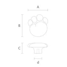 Paw-shaped wooden handle for cabinets, chests, bedside tables, and tables &mdash; drawing