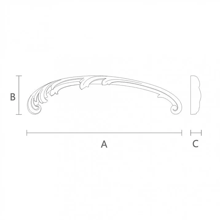 Wooden decorative element, carved, for creating coziness and harmony in interior - decorative applique N-429L drawing