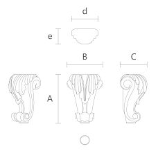 Drawing of a curved wooden bed leg