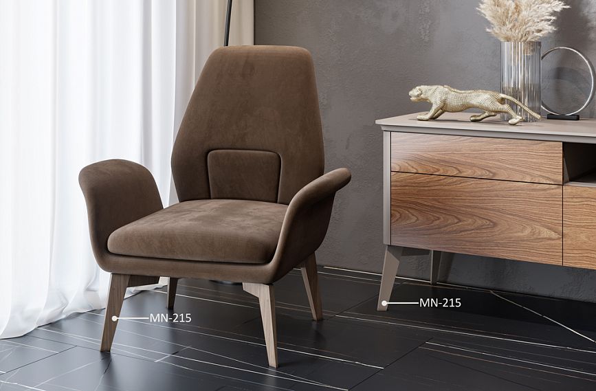 Идеи декорирования кресла и комода KMD-020 с элегантными ножками MN-215.