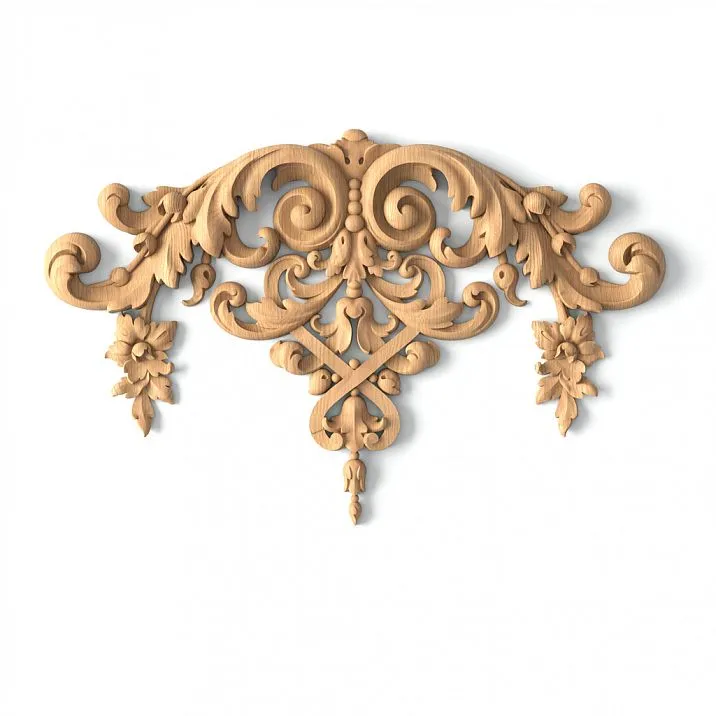 Wooden insert with plant motif pattern