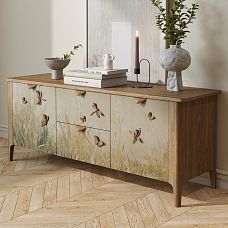 Carved Inlay N-482R Photo in Interior - Butterfly on a Cabinet