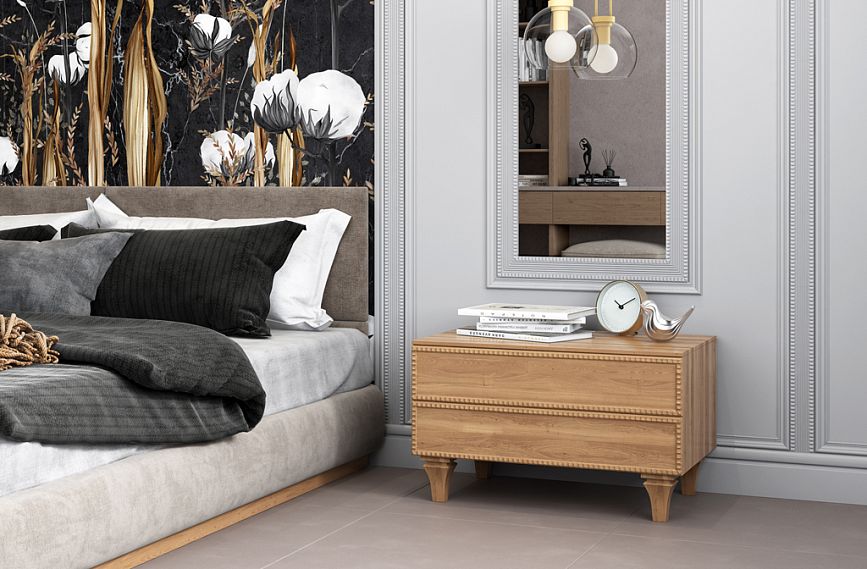 Декорирование тумбы KMD-010 резным погонжем K-049 и ножками MN-204 в классическом интерьере.