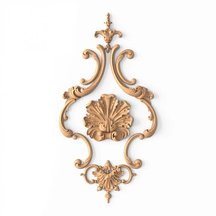Carved wooden appliqu&eacute;s in a floral ornament style