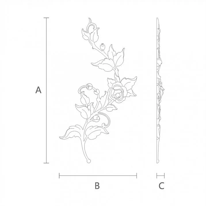 Carved wooden inlay N-468L: drawing