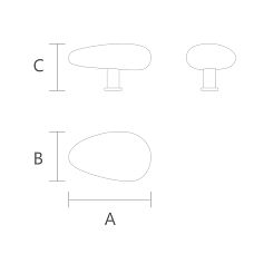 Pebble HL-065-1M Furniture Handle - rounded shape drawing