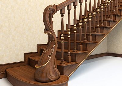 Фото деревянной лестницы с резным tableбом