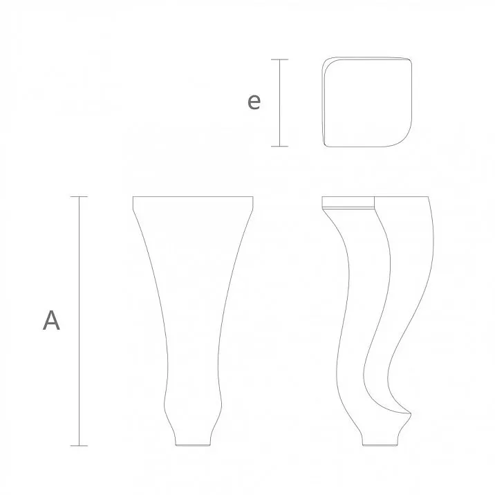 Curved wooden leg drawing