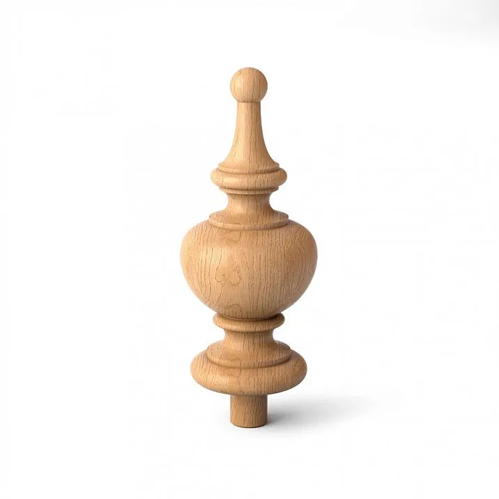 Finial on post L-115 in the shape of a flower bud for a wooden staircase