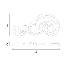 Elegant Carved Insert from Oak or Beech N-293L Drawing