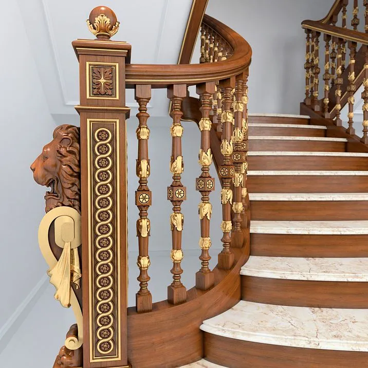 Wooden post L-012 for stairs - interior photo