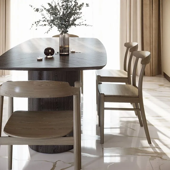 Dining table pedestal STL-042 in the interior with chairs Chair Archie 003-003