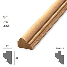 Wooden molding MLD-005, 31 &times; 22 mm, large quarter-round profile