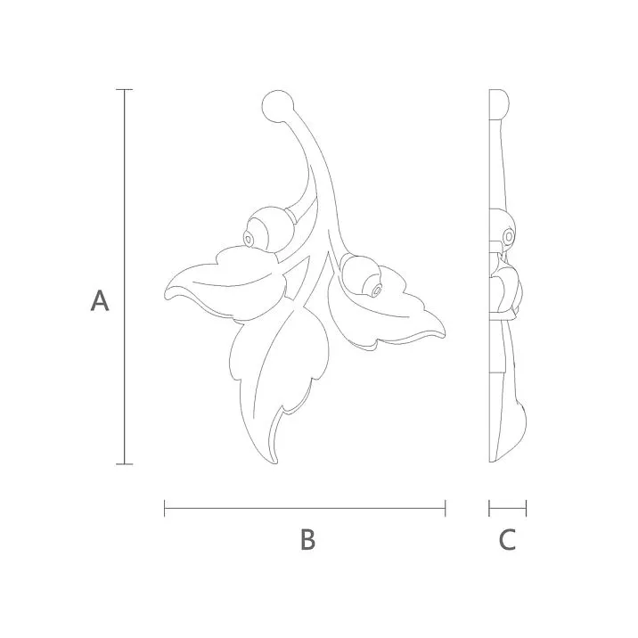 Schematic illustration of the dimensions of NPU-470L decorative molding for mounting on walls or ceilings
