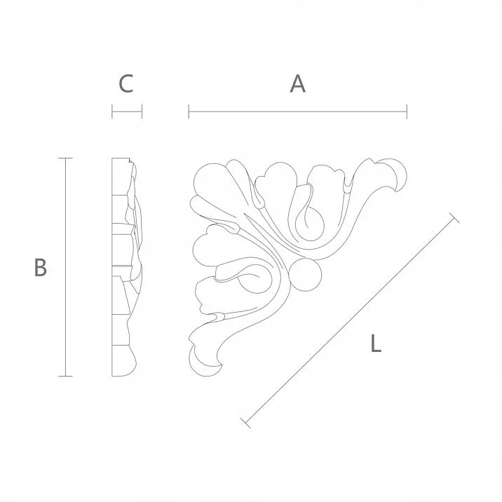 Carved Applique NPU-132 from polyurethane, drawing, buy for furniture and walls