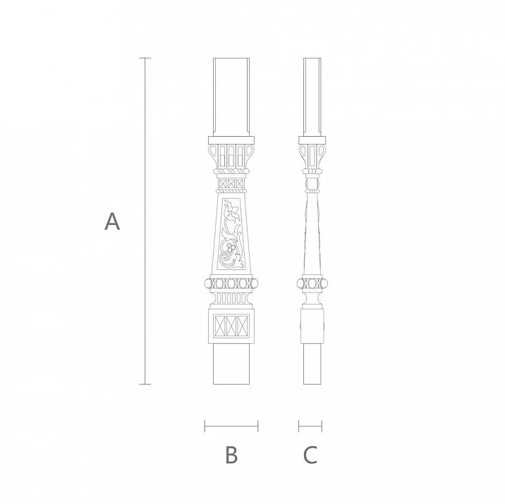 Wooden stair baluster L-009.1: sturdy and charming decorative element drawing