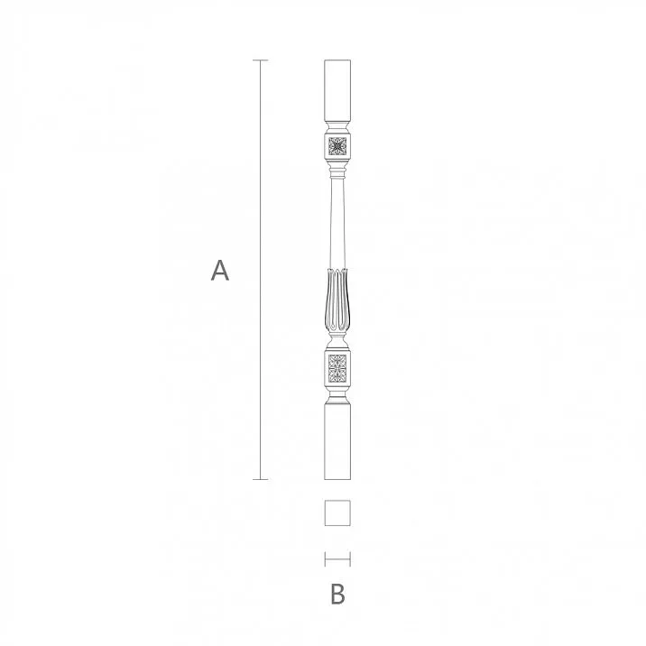 Wooden baluster L-035 for staircases in Classicism, Rococo, Empire or Modern style drawing