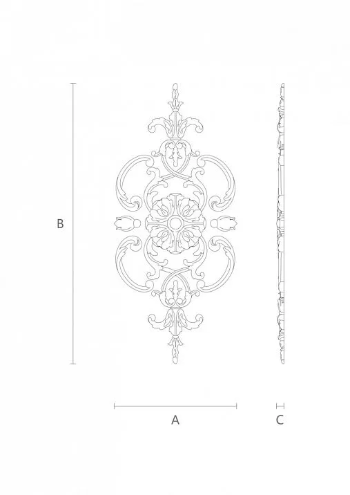 Carved wooden interior decor - decoration set with drawings