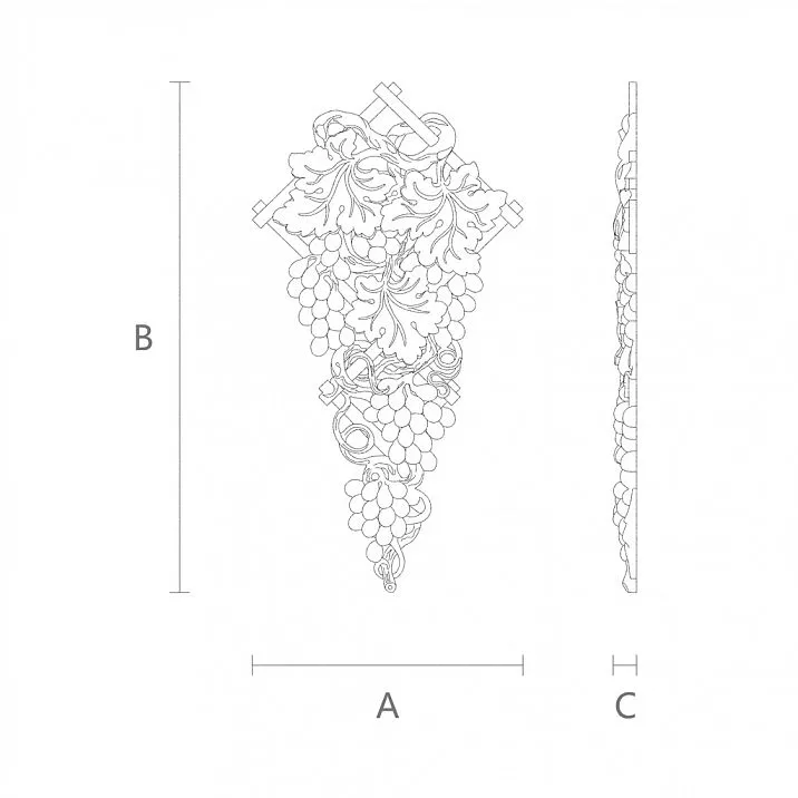 Carved Applique N-255 for decorating facades, furniture, walls - drawing