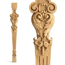 Carved wooden baluster for stairs L-010 with carved decoration and fluting