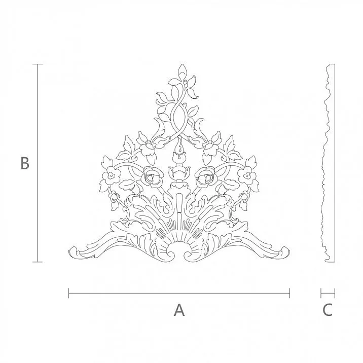 Carved polyurethane applique NPU.VRS-014R drawing
