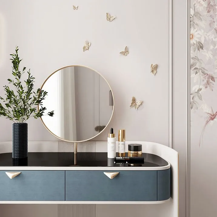 Example of interior decoration with decorative butterflies NPU-482L on the wall near the mirror