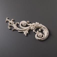 Carved overlay NPU-206L left made of polyurethane Stavros for furniture, interior. Paired with NPU-206R, paintable, moisture-resistant