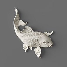 Decorative applique NPU-483L 'Fish' &ndash; polyurethane stucco in the shape of a fish on a gray background.